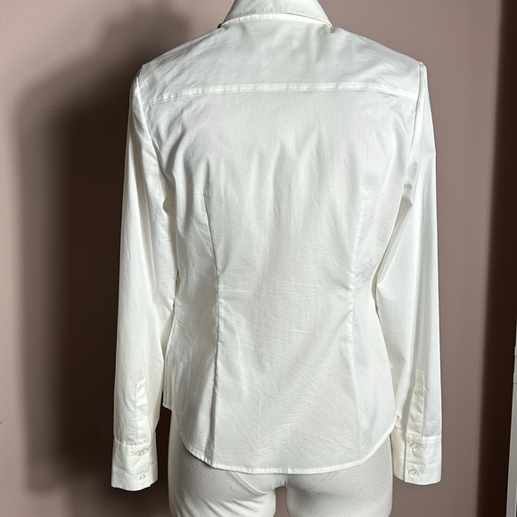 Laundry by Shelli Segal Rhinestone Embellished Cotton White Button Down Shirt 8 - Picture 8 of 15